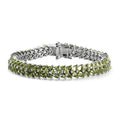 AMERICAN Natural Arizona Peridot 2 Row Tennis Bracelet in Platinum Over Sterling Silver (8.00 In) 21 Grams 17.25 ctw - Sticky add to cart bar