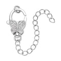 Simulated Diamond Solder Ring, Extension Chain (2 Inches) with Butterfly Shape Lobster Lock in Silvertone 0.30 ctw - Sticky add to cart bar