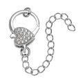 Simulated Diamond Solder Ring, Extension Chain (2 Inches) with Heart Shape Lobster Lock in Silvertone 0.30 ctw - Sticky add to cart bar