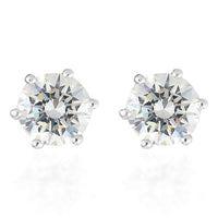 Strontium Titanate Solitaire Stud Earrings in Platinum Over Sterling Silver 4.00 ctw