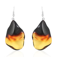 Baltic Amber Free Shaped Dangle Earrings in Sterling Silver