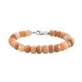 Peach Moonstone Beaded Bracelet in Rhodium Over Sterling Silver (7.25 In) 62.00 ctw - Sticky add to cart bar