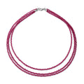 Mozambique Garnet Beaded Three Row Necklace 18 Inches with Lobster Lock in Sterling Silver 50.00 ctw - Sticky add to cart bar
