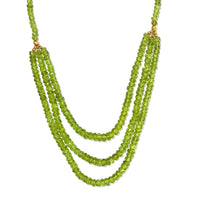 Arizona Peridot Multi Row Necklace 18-20 Inches in Vermeil Yellow Gold Over Sterling Silver 210.00 ctw
