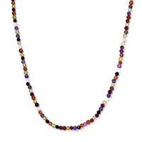 Multi Gemstone Beaded Necklace 18 Inches in Rhodium Over Sterling Silver 31.15 ctw