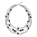 Lapis Lazuli Beaded Layered Necklace 20-24 Inches in Silvertone 54.00 ctw - Sticky add to cart bar