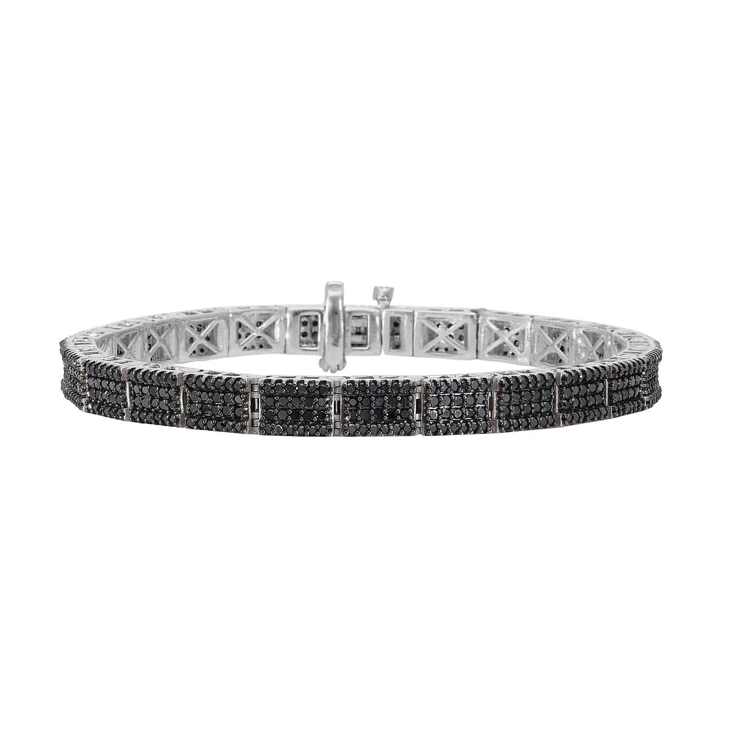 Black Diamond Tennis Bracelet in Platinum Over Sterling Silver (6.50 In) 16 Grams 3.00 ctw