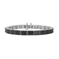 Black Diamond Tennis Bracelet in Platinum Over Sterling Silver (6.50 In) 16 Grams 3.00 ctw