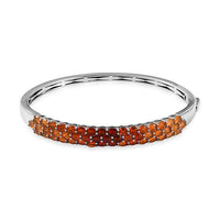 Shades of Fire Opal Bangle Bracelet in Platinum Over Sterling Silver (6.50 In) 17.35 Grams 5.85 ctw