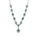 AAA Kagem Zambian Emerald and Natural White Zircon Necklace 18 Inches in Platinum Over Sterling Silver 1.75 ctw - Sticky add to cart bar