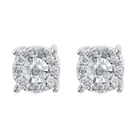 NY Closeout 10K White Gold Diamond (G-H, I2-I3) Stud Earrings (2 g) 0.25 ctw