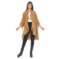 PASSAGE Gold 100% Cotton Double Layer Jacquard Waterfall Front Cardigan - (One size Plus) (35"x29") - Sticky add to cart bar