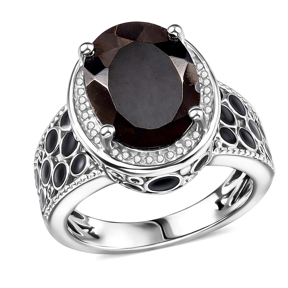 Elite Shungite 3.80 ctw Ring in Platinum Over Sterling Silver (Size 5.5)