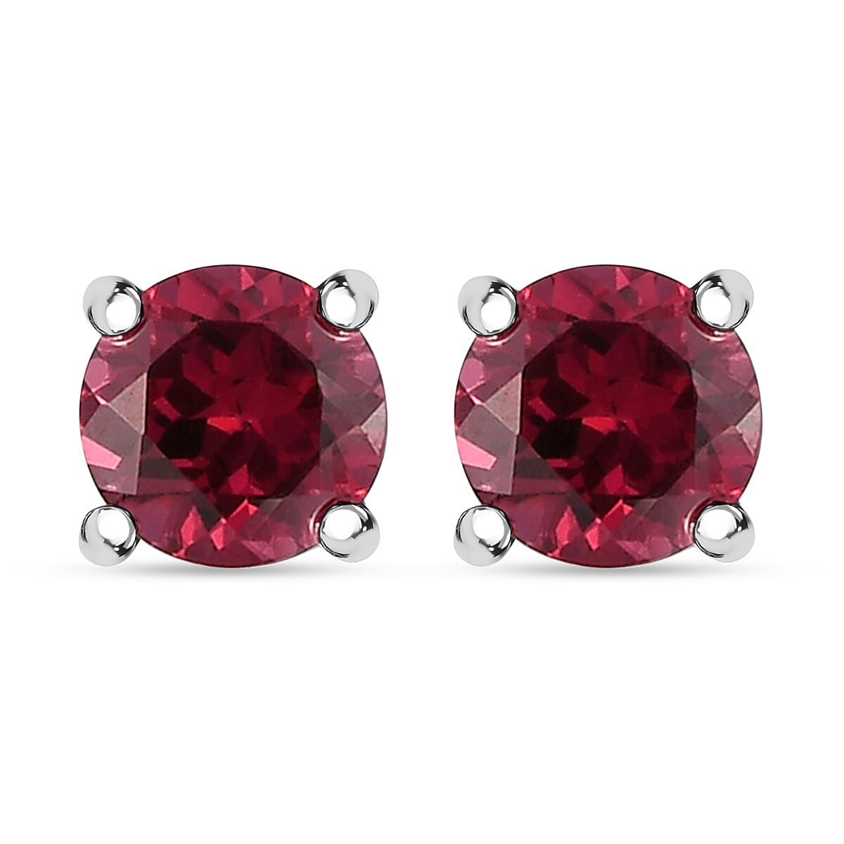 D'Joy Tanzanian Wine Garnet 1.25 ctw Solitaire Stud Earrings in Sterling Silver