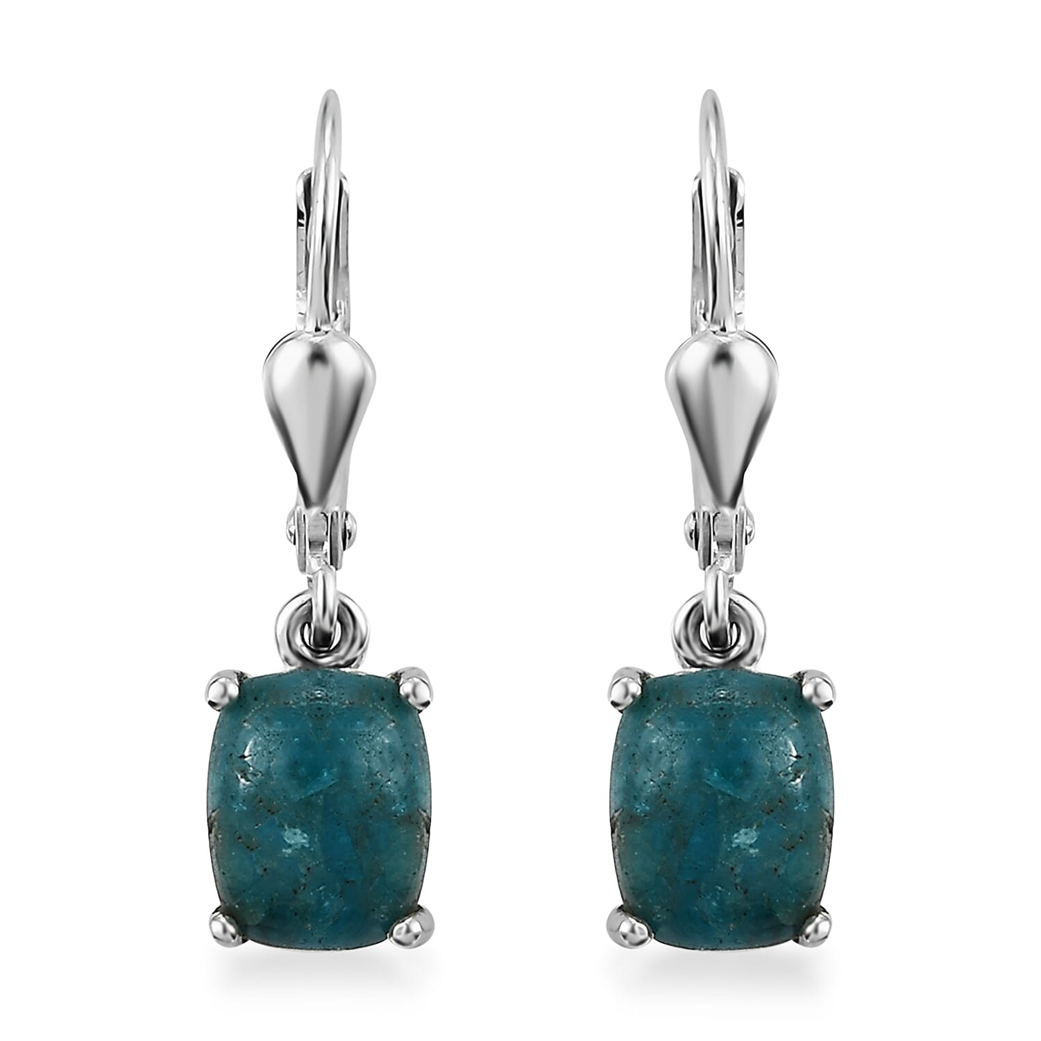 Matrix Neon Apatite Lever Back Earrings in Sterling Silver 3.15 ctw