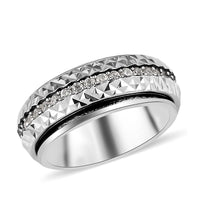 Diamond, Diamond-Cut Spinner Band Ring in Vermeil Rose Gold & Platinum Over Sterling Silver (Size 8.0) 0.50 ctw