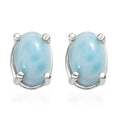 Larimar Earrings in Sterling Silver, Larimar Solitaire Earrings, Silver Solitaire Studs 1.01 ctw - Sticky add to cart bar