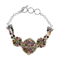 Multi-Tourmaline Toggle Clasp Bracelet in Platinum Over Sterling Silver (7.25 In) 14.75 ctw