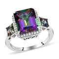 Northern Lights Mystic Topaz and Natural White Zircon Ring in Platinum Over Sterling Silver (Size 8.0) 6.75 ctw - Sticky add to cart bar