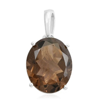Brazilian Smoky Quartz Solitaire Pendant in Sterling Silver 4.25 ctw