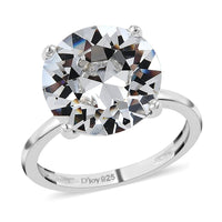 White Crystal Solitaire Ring in Sterling Silver