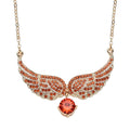 Simulated Orange Sapphire and Orange Color Austrian Crystal Angel Wings Necklace in Goldtone 20.5-22.5 Inches - Sticky add to cart bar