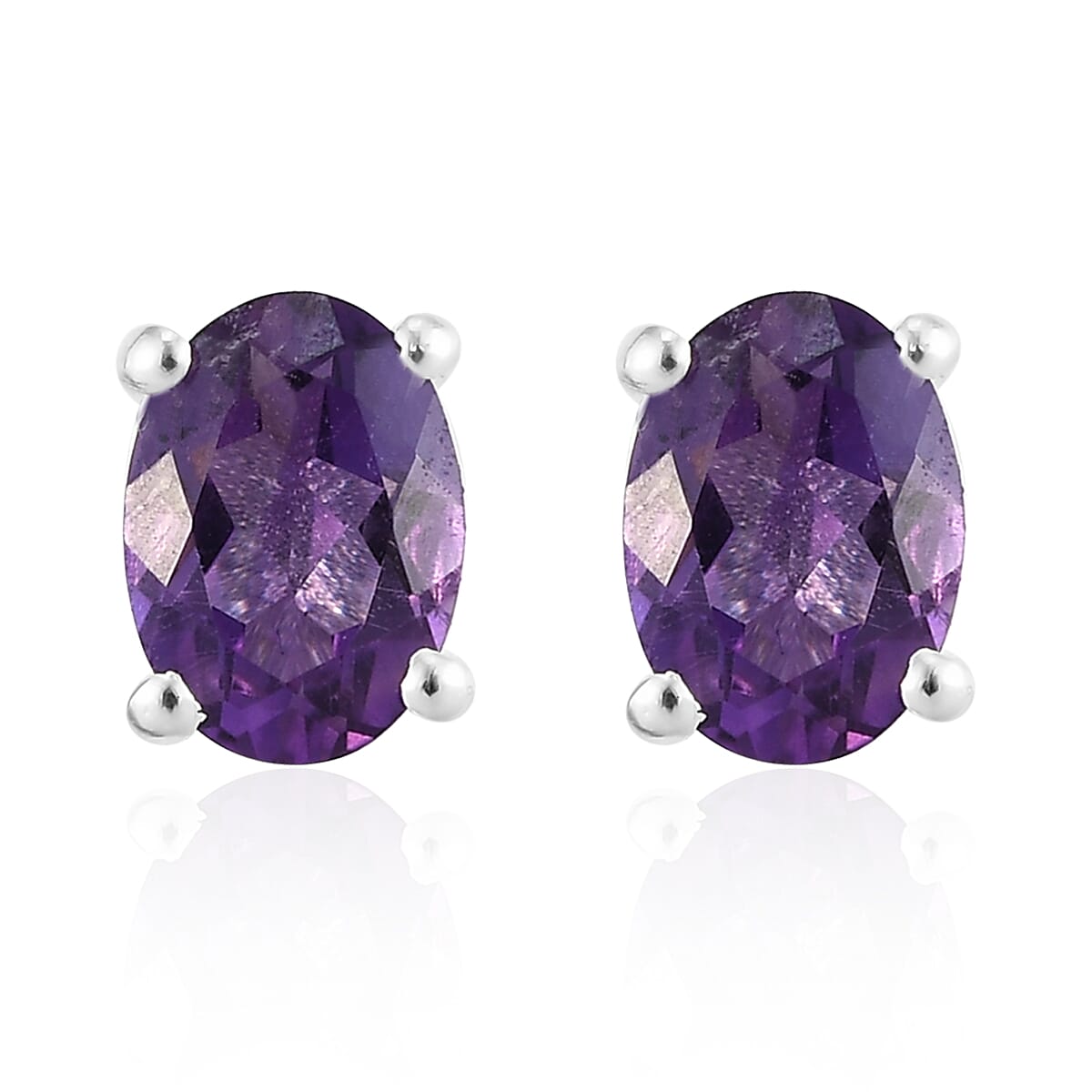 Mashamba Amethyst Stud Earrings in Sterling Silver 1.40 ctw