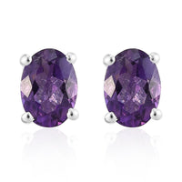 Mashamba Amethyst Stud Earrings in Sterling Silver 1.40 ctw