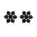 Natural Thai Black Spinel Floral Earrings in Sterling Silver 1.00 ctw - Sticky add to cart bar