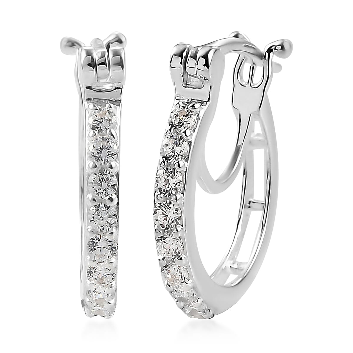Simulated Champagne Diamond Hoop Earrings in Sterling Silver 1.10 ctw