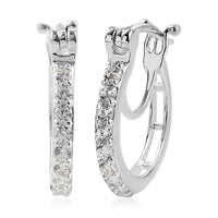 Simulated Champagne Diamond Hoop Earrings in Sterling Silver 1.10 ctw