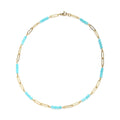 Amazonite Beaded Paper Clip Chain Necklace YG (20 Inches) in Stainless Steel 6.00 ctw - Sticky add to cart bar