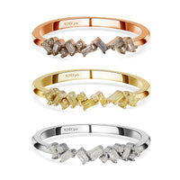 Natural Champagne and White Diamond, Yellow Diamond Ring in Vermeil Yellow Rose Gold and Platinum Over Sterling Silver 0.50 ctw