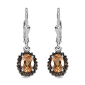 Premium Ceylon Imperial Garnet 2.35 ctw Leverback Earrings in Platinum Plated Sterling Silver, Zircon Halo Earrings, Coffee Zircon Dangle Earrings For Women - Sticky add to cart bar