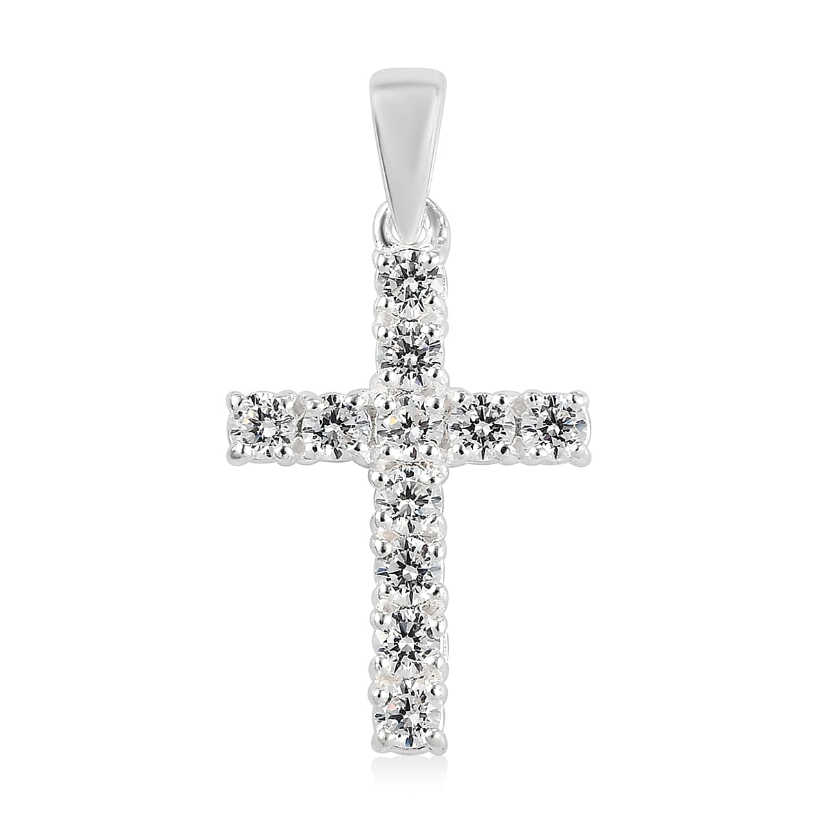 Simulated Diamond Cross Pendant in Sterling Silver 1.25 ctw