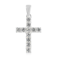 Simulated Diamond Cross Pendant in Sterling Silver 1.25 ctw