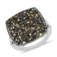 Multi Diamond Cocktail Ring in Rhodium and Platinum Over Sterling Silver 1.00 ctw