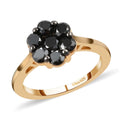 Pressure Set Black Diamond Floral Ring in Vermeil Yellow Gold Over Sterling Silver (Size 10.0) 1.00 ctw - Sticky add to cart bar