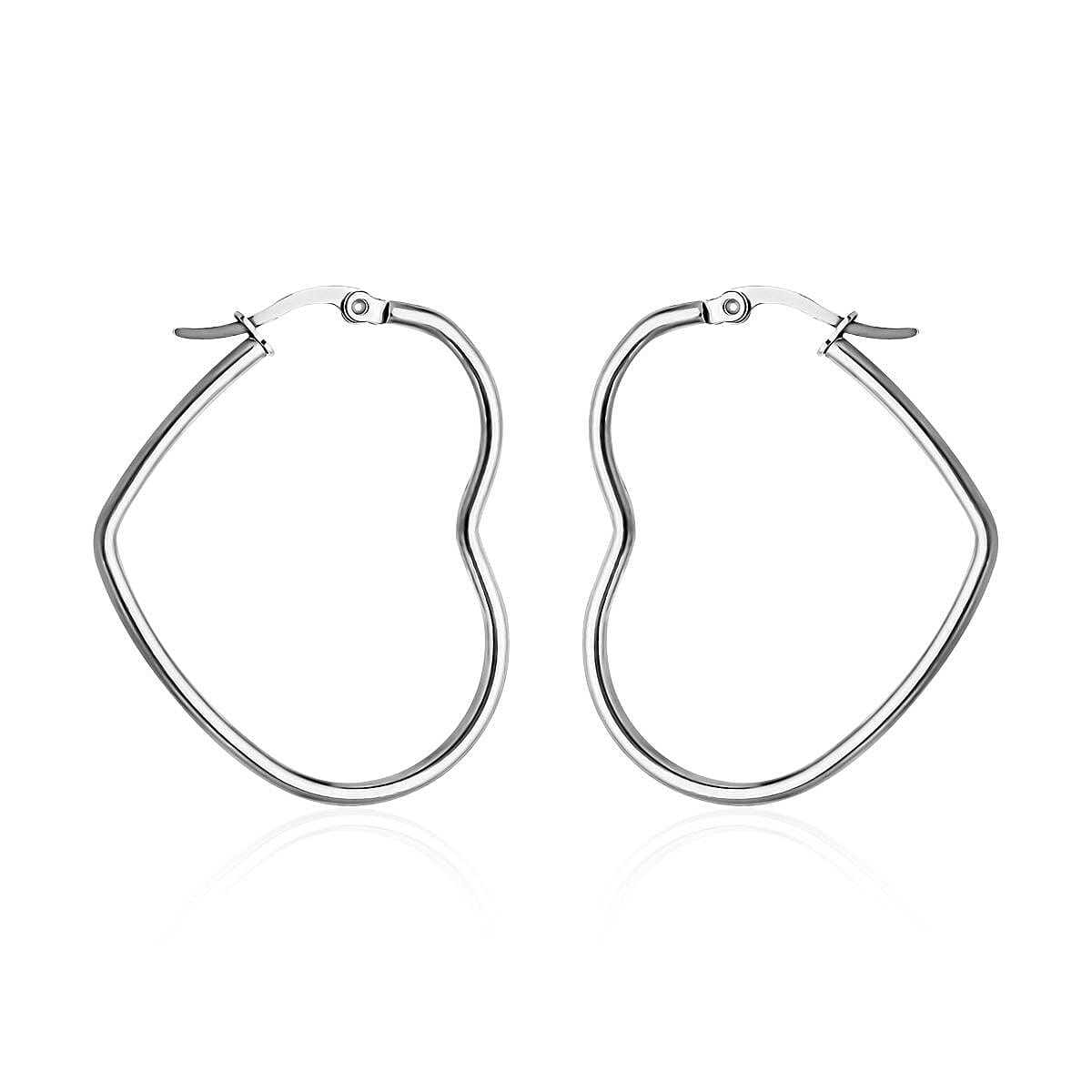 Heart Shaped Hoop Earrings in Stainless Steel