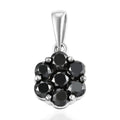Pressure Set Black Diamond Floral Pendant in Platinum Over Sterling Silver 1.00 ctw - Sticky add to cart bar