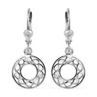 Polki Diamond Lever Back Hexagon Earrings in Sterling Silver 0.25 ctw