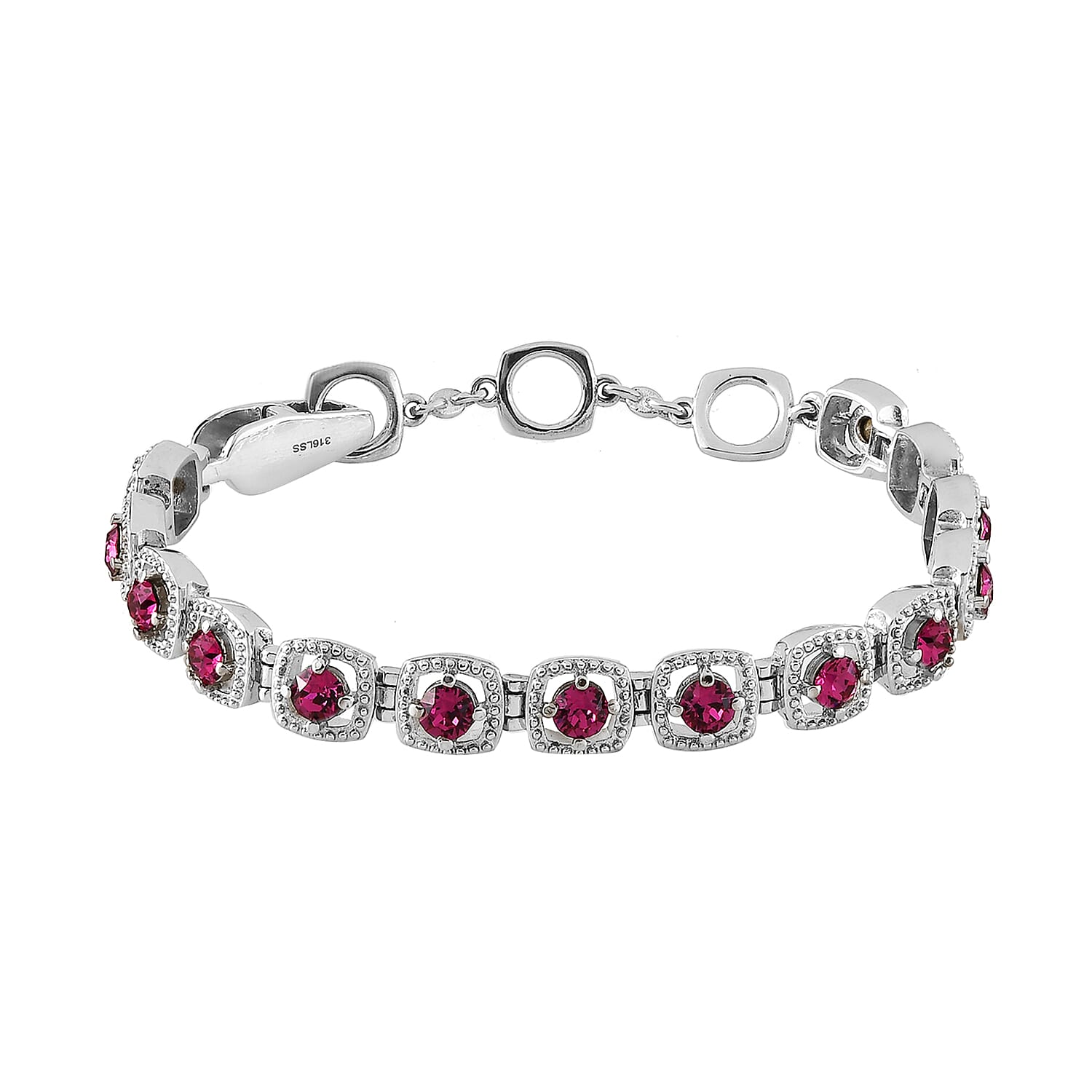 White Crystal Bracelet in Stainless Steel (8.00 In)