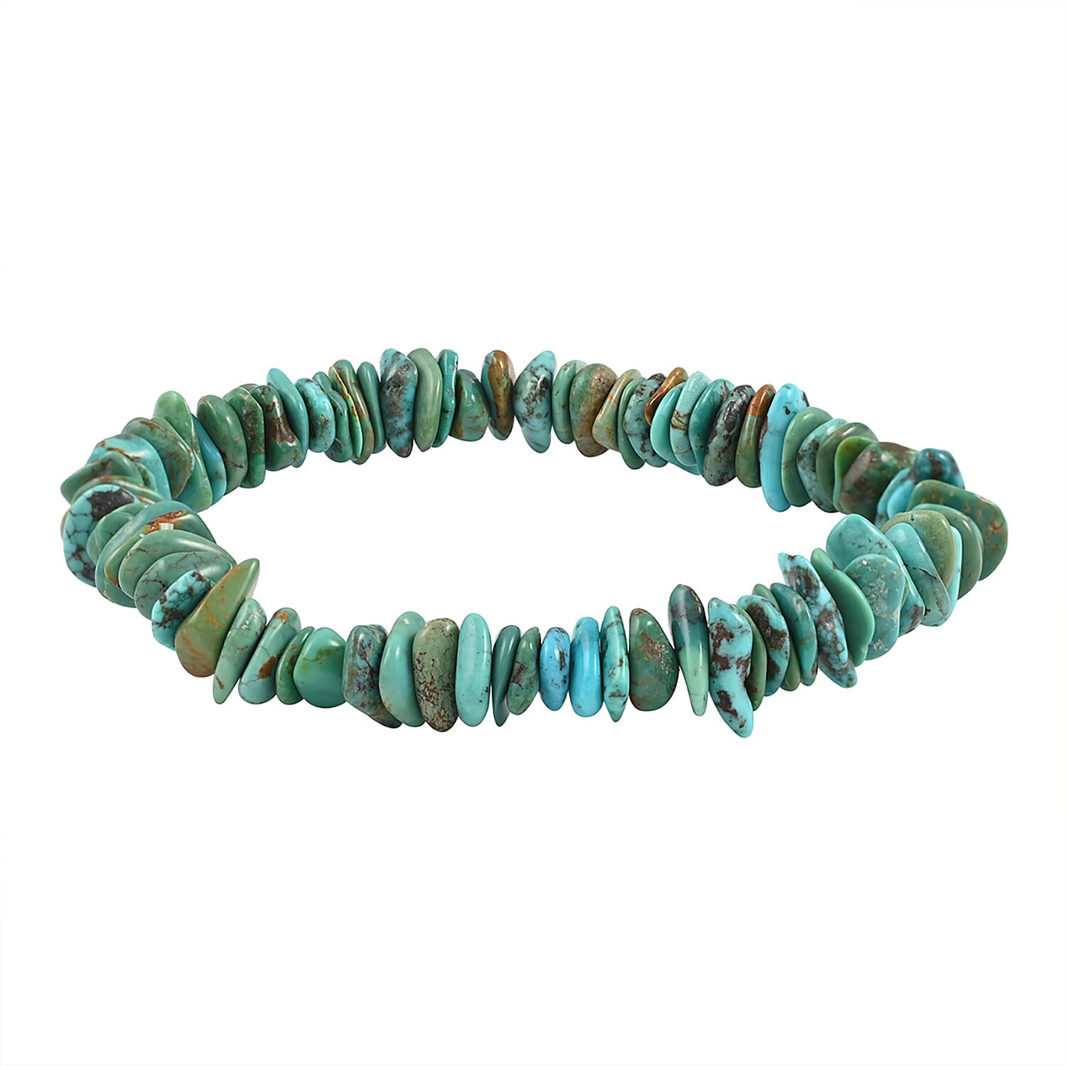 Turquoise Chips Beaded Stretch Bracelet 92.00 ctw