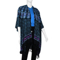 Tamsy Green Bohemian Printed Rayon Kimono with Tassels - One Size Fits Most - Sticky add to cart bar