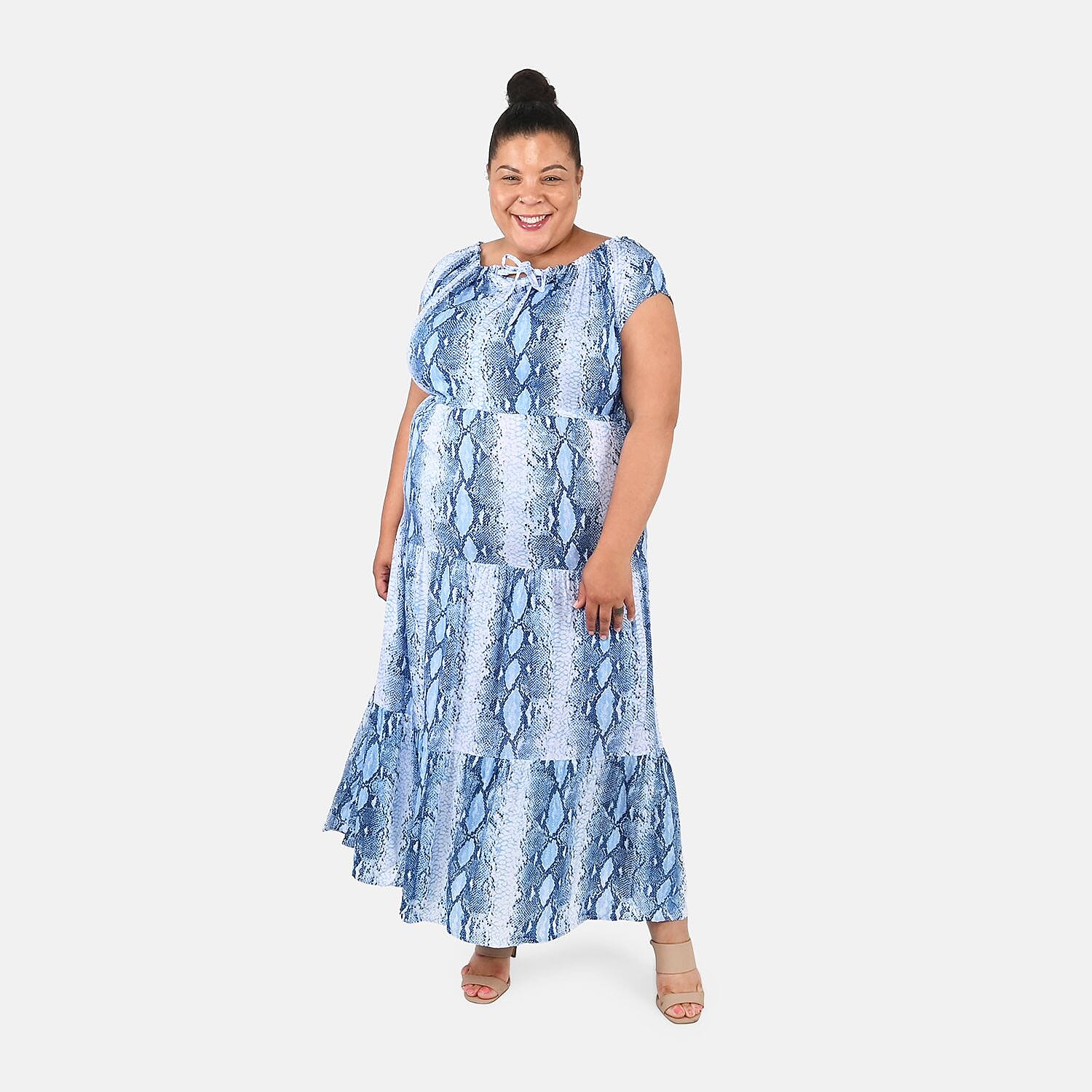 Tamsy Pink Rayon Tropical Printed Maxi Dress - One Size Fits Most