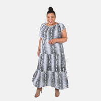 Tamsy Pink Rayon Tropical Printed Maxi Dress - One Size Fits Most