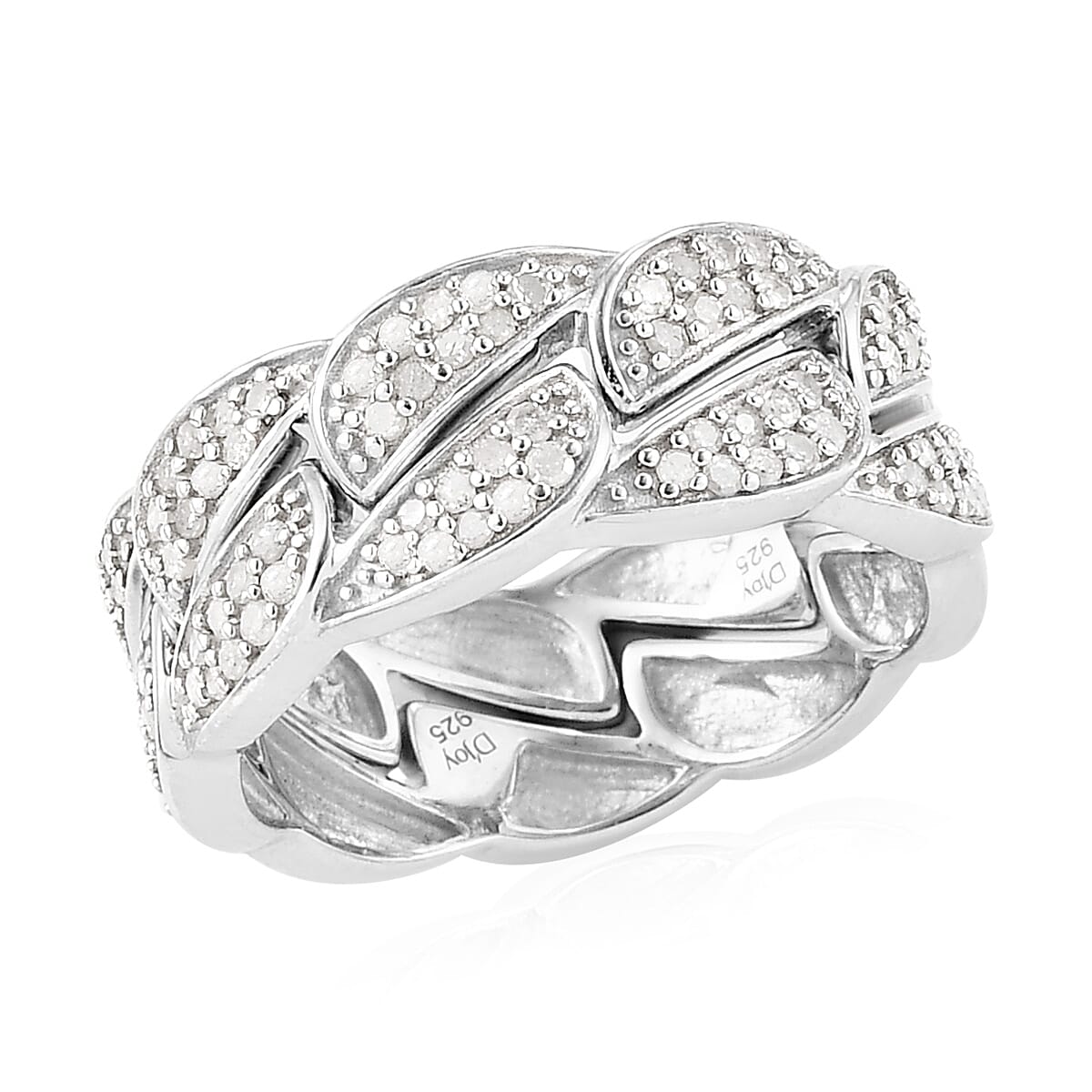 Diamond Fancy Ring in Platinum Over Sterling Silver 0.50 ctw