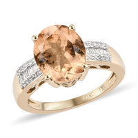 LUXORO 10K Yellow Gold Premium Natural Ceylon Imperial Garnet and G-H I3 Diamond Ring 3.65 Grams 4.10 ctw