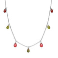 Multi Color Tourmaline Teardrop Charm Necklace 18 Inches in Sterling Silver 8.90 ctw - Sticky add to cart bar