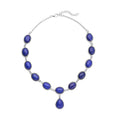 Lapis Lazuli Pendant Necklace 18-20 Inches in Silvertone 150.00 ctw - Sticky add to cart bar